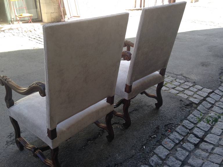 Fabulous Large Pair of 19th Century French Walnut Fauteuils or Throne Chairs 2