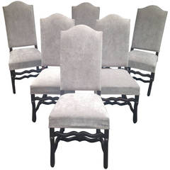 Set of Six Arch-Top Louis XIII Style Os de Mouton Dining Chairs 7