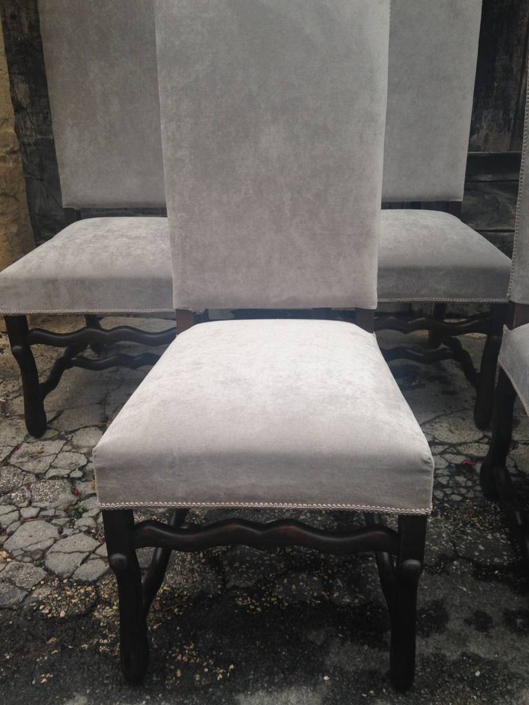 20th Century Set of Six Arch-Top Louis XIII Style Os de Mouton Dining Chairs