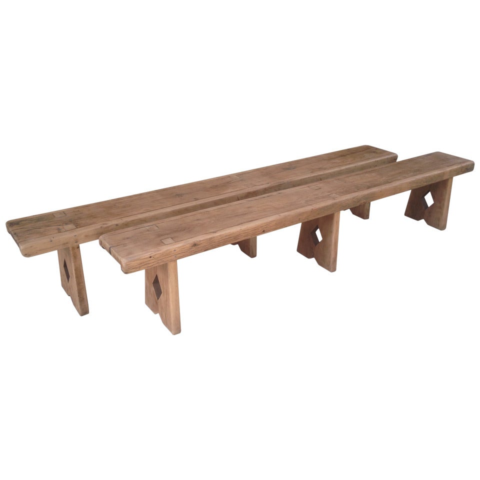 Pair of French Country Benches in Sycamore