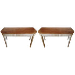 Lovely Pair of English Painted Pale Mahogany Console Tables