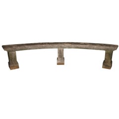 Fine Estate-Sized Curved Stone Garden Seat with Provenance
