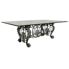 Estate-Sized Bronze and Wrought Iron Dining Table