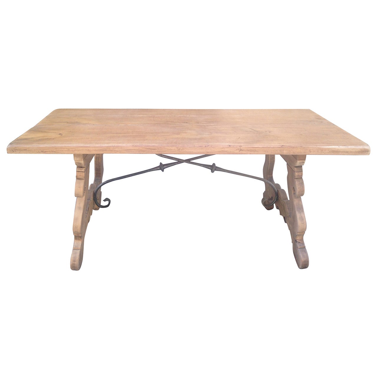 French Oak and Iron Refectory Dining Table