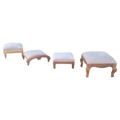 Antique Four Charming French Wooden Footstools