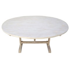Large 19th Century French Poplar and Oak Oval Wine-Tasting Table
