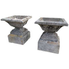 Pair of Estate Sized French Stone Urns