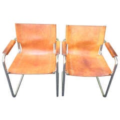 Pair of Martin Visser 1960s Leather Chairs