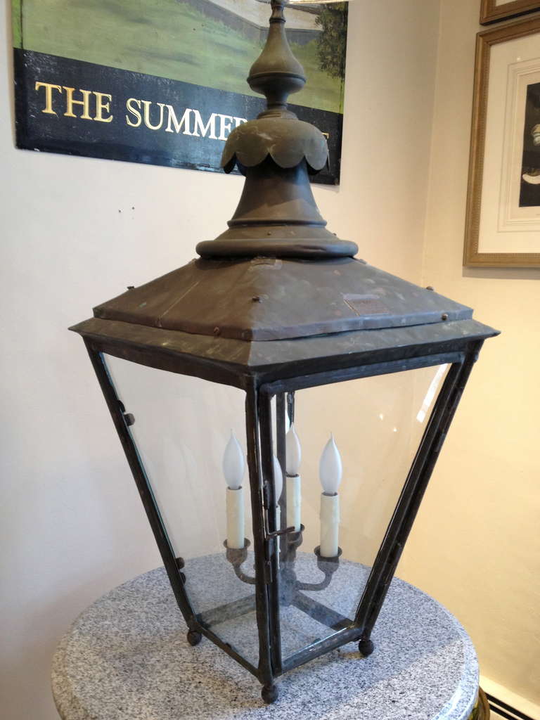 British Classic Edwardian Verdigris Copper Lantern