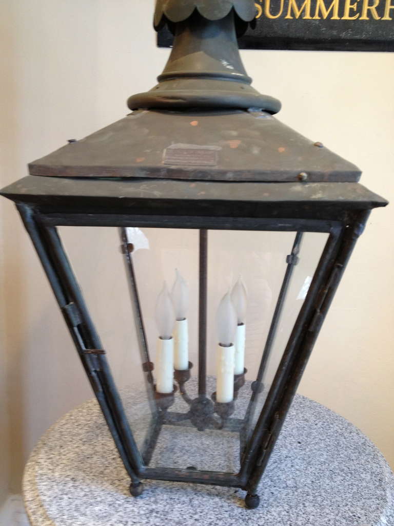 20th Century Classic Edwardian Verdigris Copper Lantern