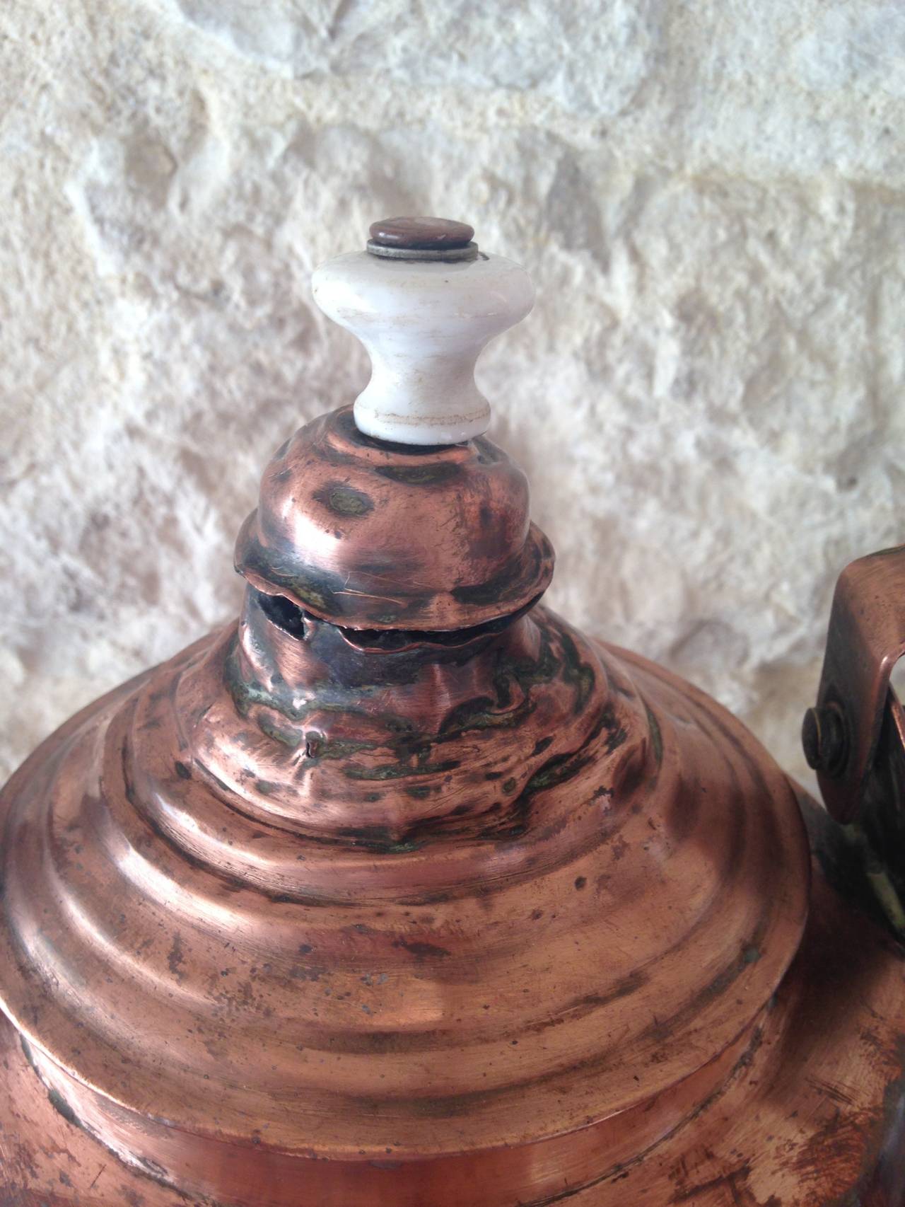 Hand-Crafted Large Copper French 19th Century Kettle