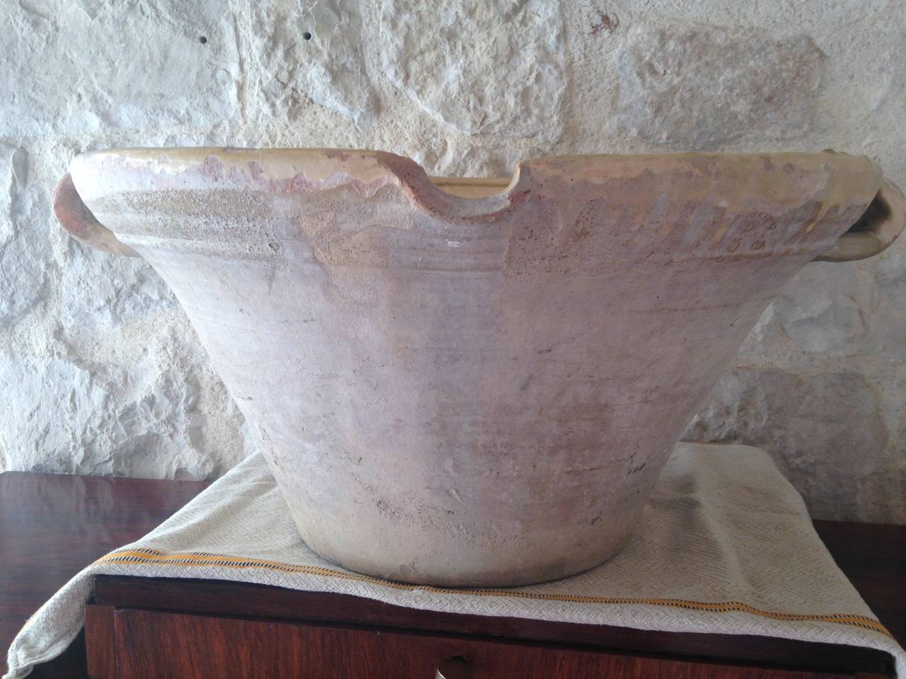Large Pale French Glazed Dairy Bowl 2