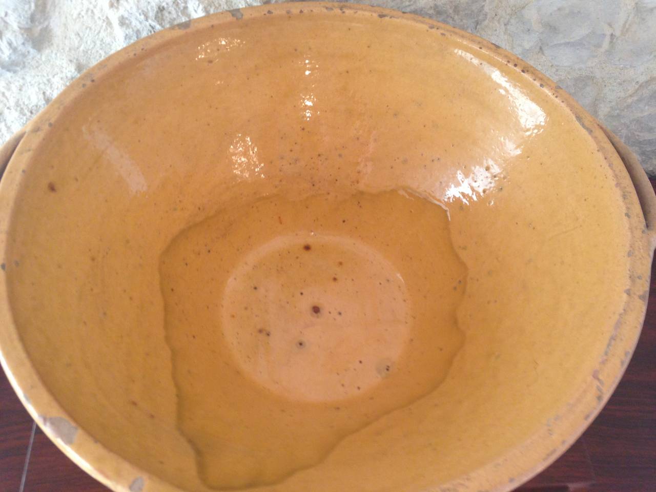 Terracotta French Ochre-Glazed Dairy Bowl