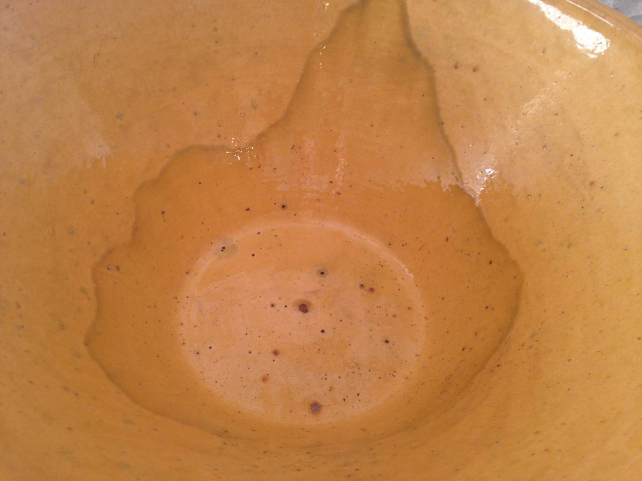 French Ochre-Glazed Dairy Bowl In Excellent Condition In Woodbury, CT