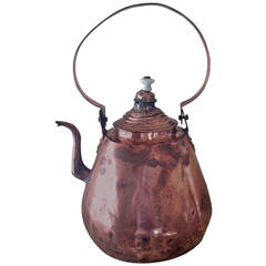 Antique Large Copper French 19th Century Kettle