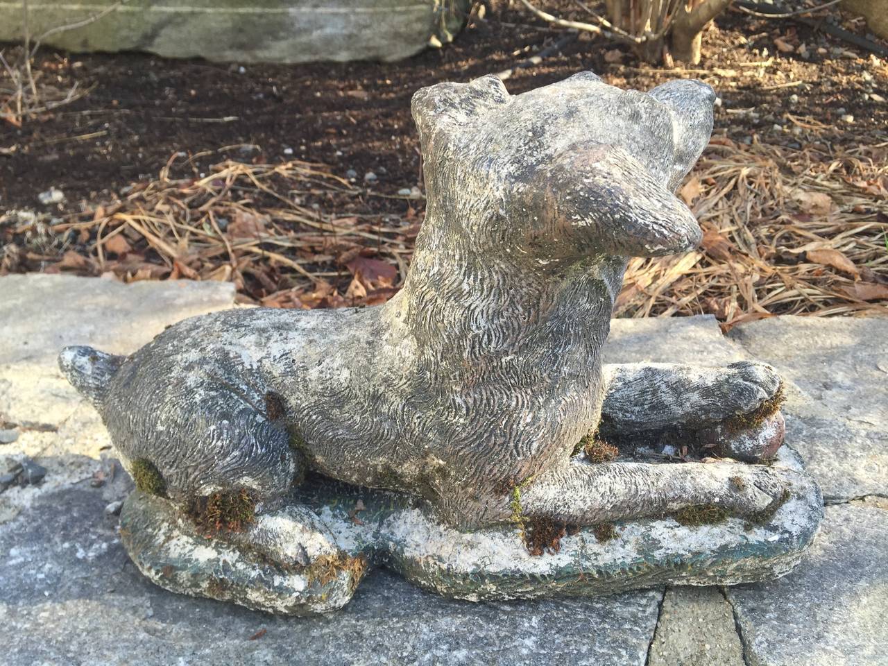 English Cast Stone Puppy Statue with Ball 5
