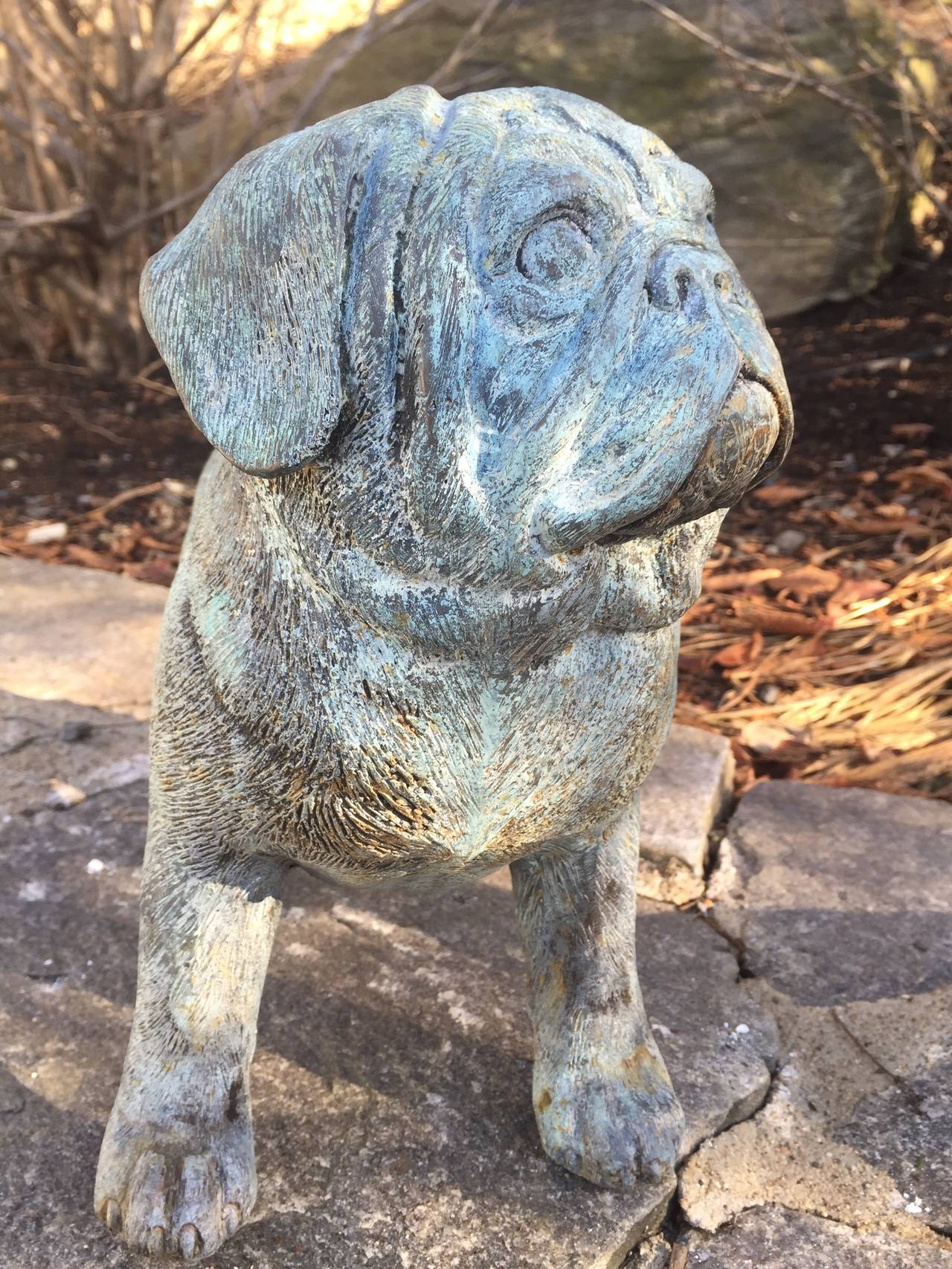 Lifesize Verdigris Bronze Pug 1