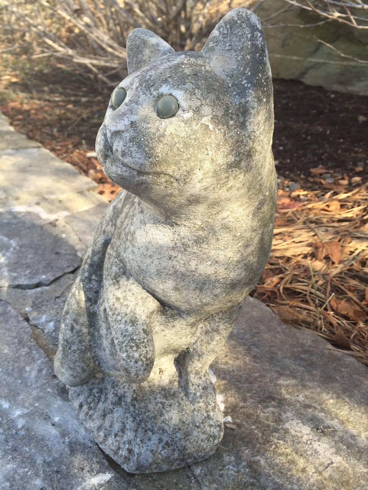 English Cast Stone Cat Statue at 1stDibs | garden cat statues stone