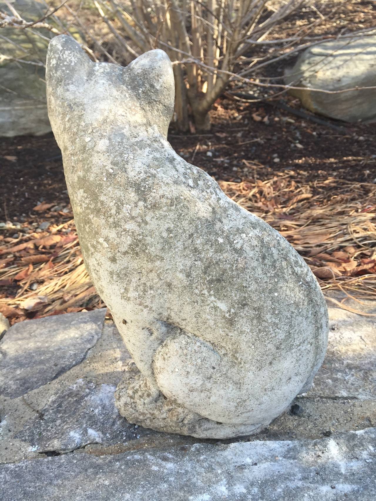 English Cast Stone Cat Statue In Excellent Condition In Woodbury, CT