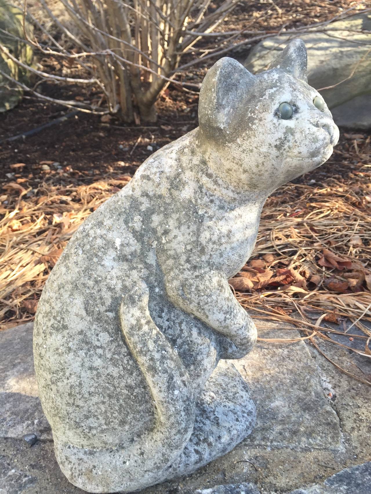 English Cast Stone Cat Statue 1