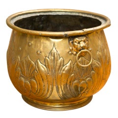 19th C Large Brass Repoussé Dutch Planter