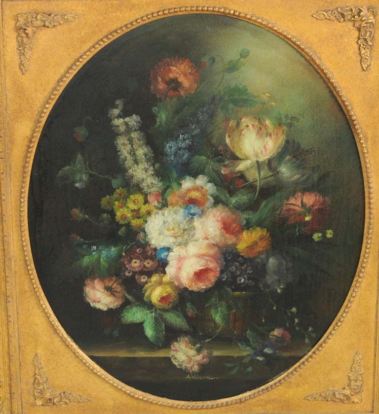 Pair of Dutch Floral Still Life Paintings In Excellent Condition For Sale In Woodbury, CT