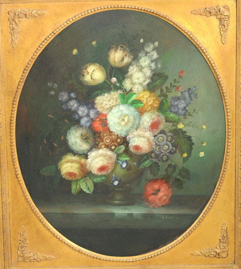 20th Century Pair of Dutch Floral Still Life Paintings For Sale