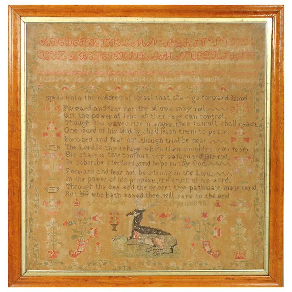 Framed Sampler Dated 1848 For Sale