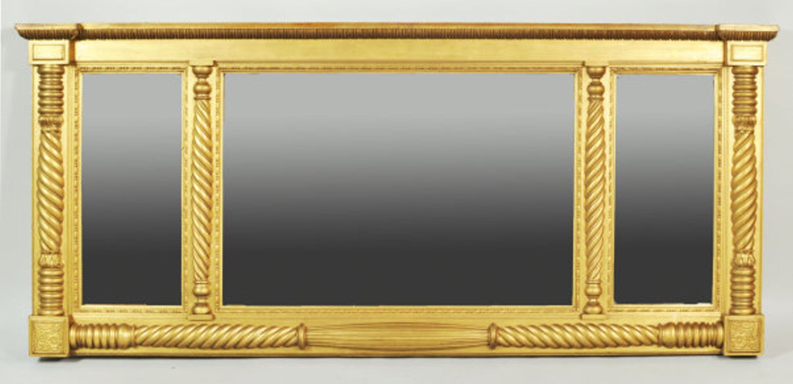 Classical Carved & Gilded Overmantle Mirror For Sale