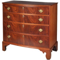 Transitional Chippendale Inlaid Mahogany Swell Front Chest