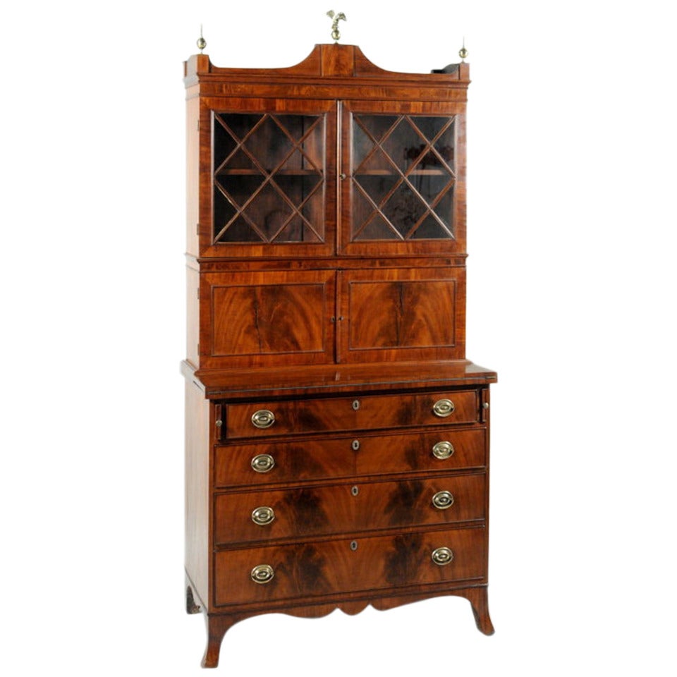 Fine Hepplewhite Mahogany Secretary Desk For Sale