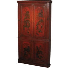 George III Red Laquer Corner Cabinet