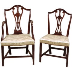 Set 8 Hepplewhite Carved Mahogany Dining Chairs