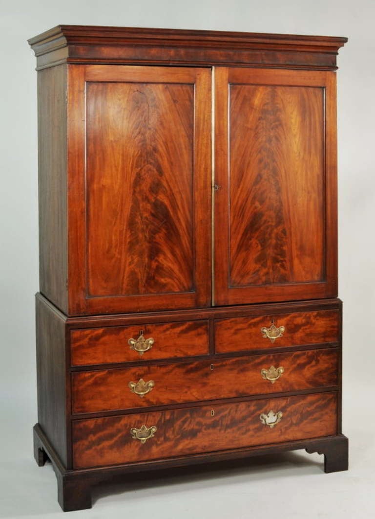 George III Mahogany Linen Press