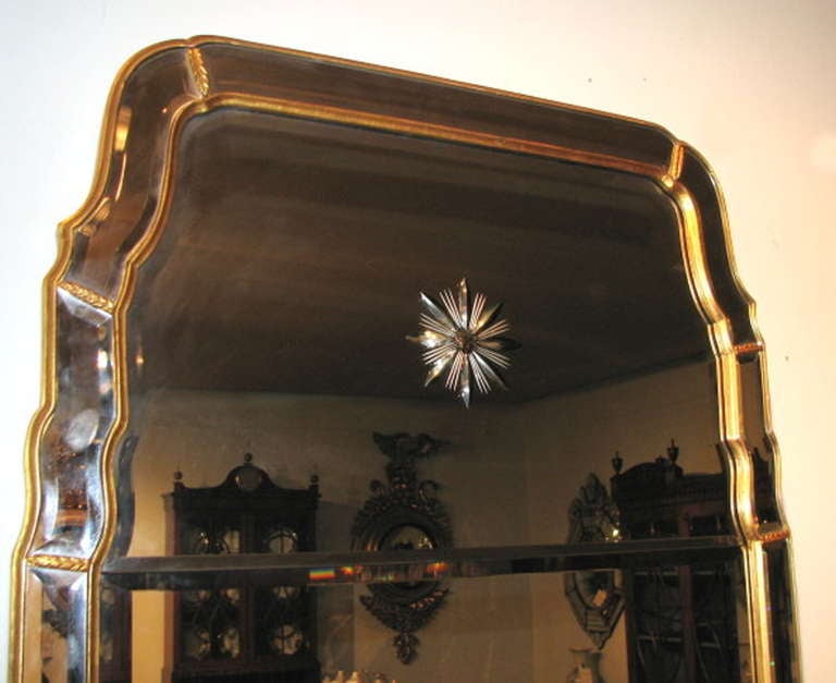 American Mid-century Venetian Queen Anne Style Mirror