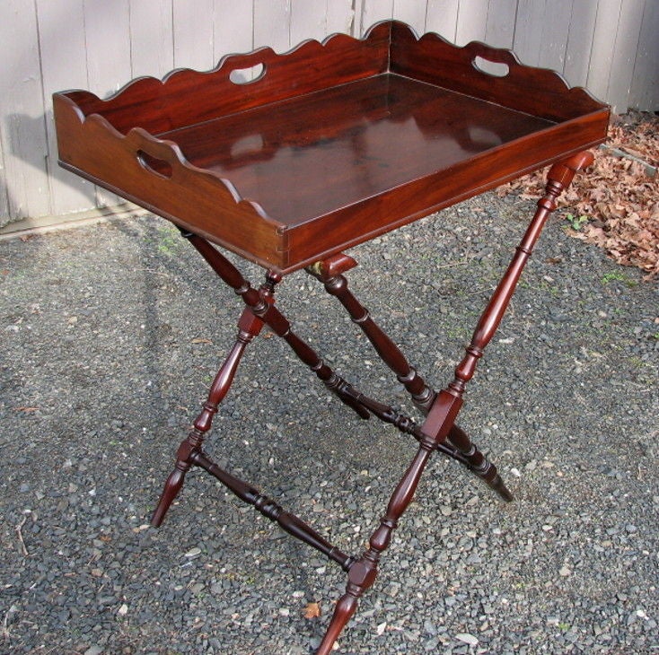 English Regency Mahogany Butler Tray on Stand For Sale