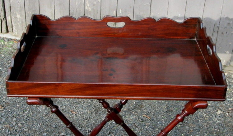 Regency Mahogany Butler Tray on Stand For Sale 1