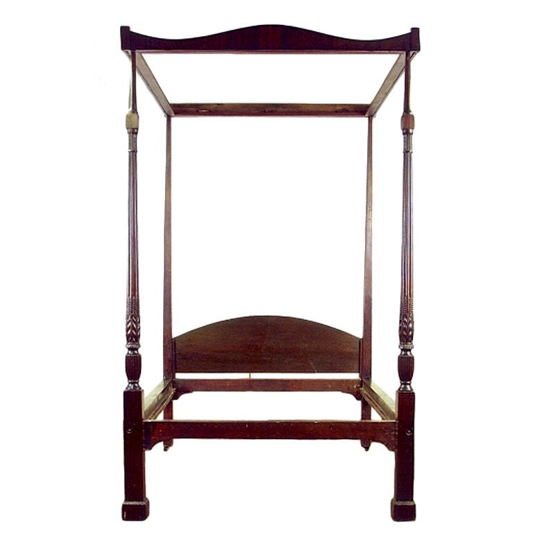 NY Sheraton Carved Mahogany Four Post Bed
