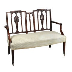 Antique Hepplewhite Mahogany Double Chair Back Settee