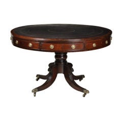 Antique Regency Mahogany Drum/Library Table