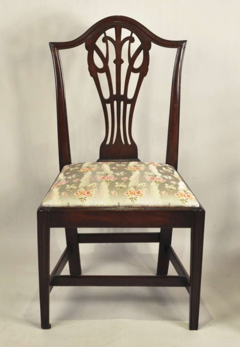 American Set of Ten Hepplewhite Carved Mahogany Dining Chairs For Sale