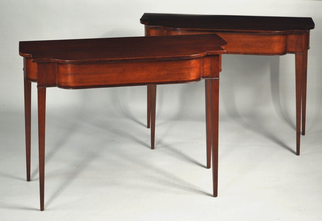 Pair of Inlaid Cherry Console Tables