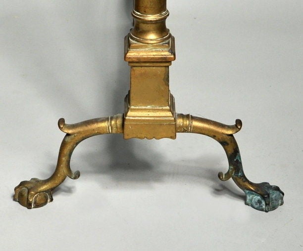 18th Century and Earlier Pair Philadelphia Chippendale Brass Andirons For Sale