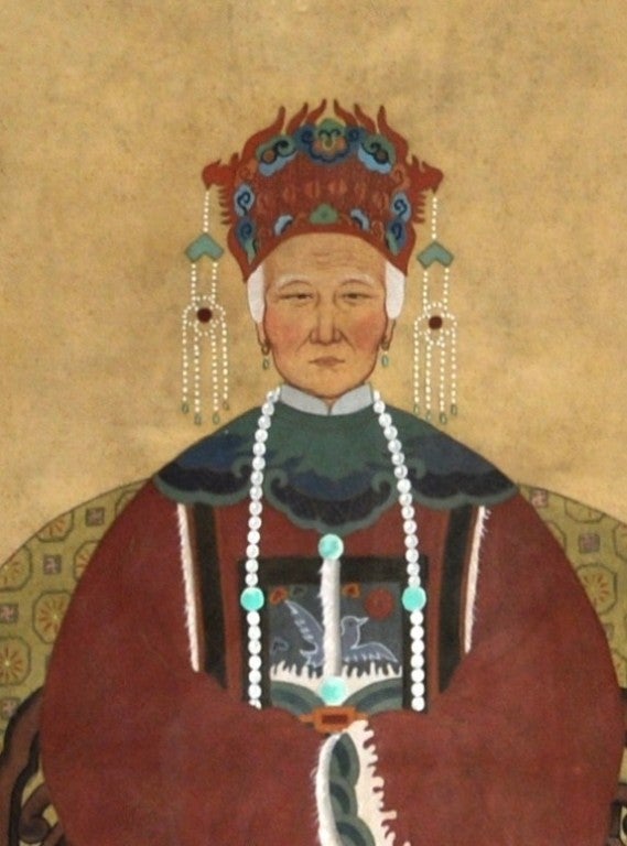 19th Century Pair Asian Ancestral Portraits -