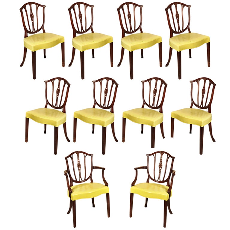 Set 10 Hepplewhite Style Dining Chairs
