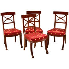 Set Four Neoclassical Carved Dining Chairs