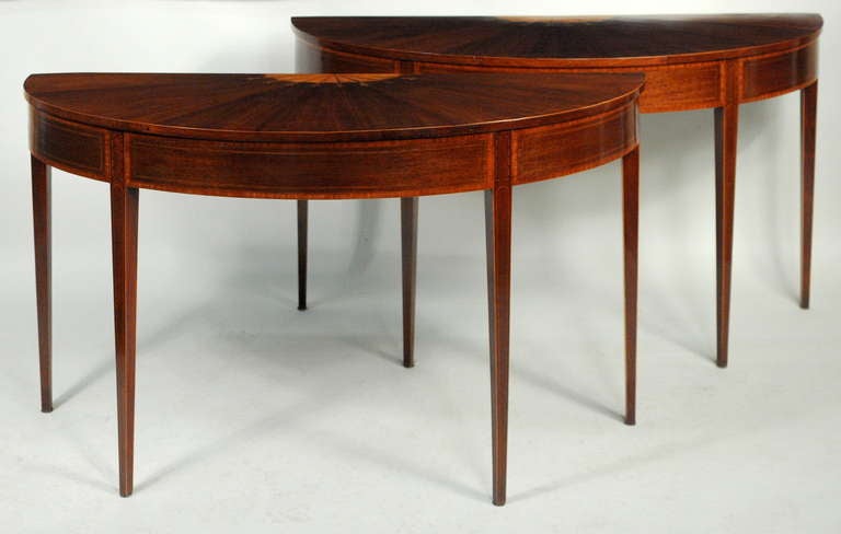 Pair George III Inlaid Mahogany Console Tables