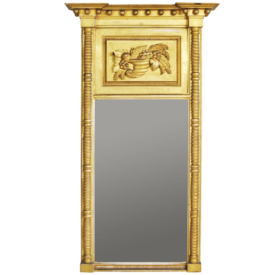 Federal Carved & Gilded Architectural Mirror For Sale