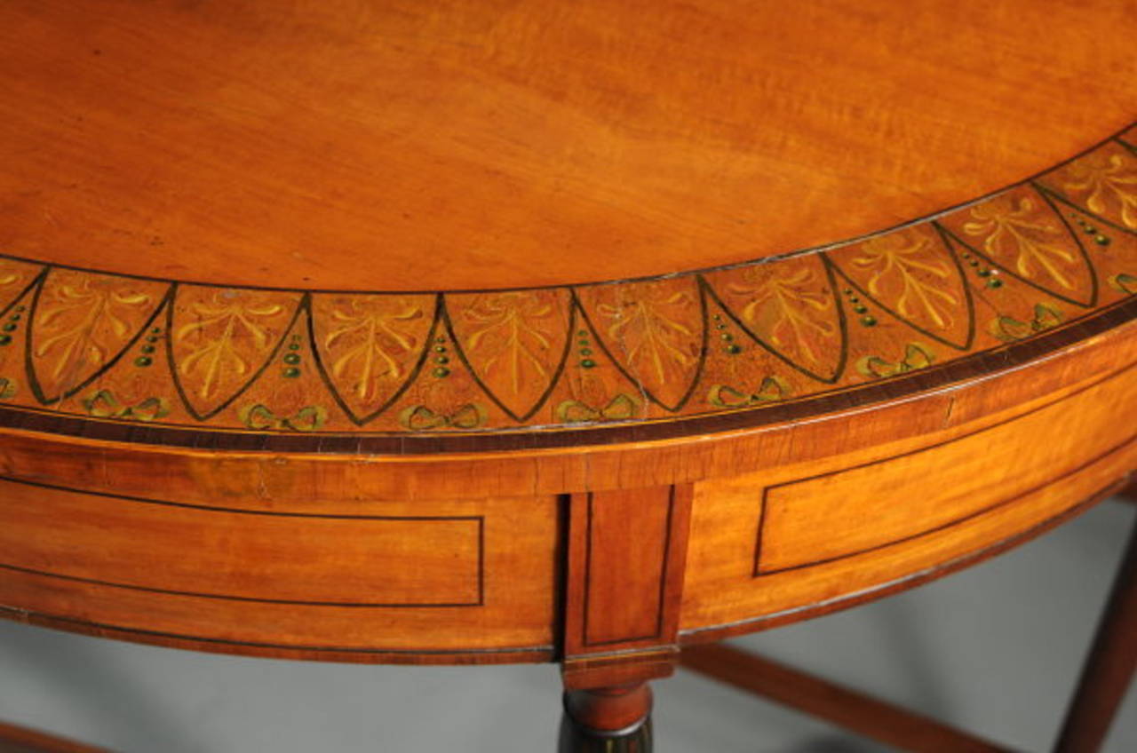Early 19th Century Very Fine Pair of George III Decorated Satinwood Console Tables For Sale
