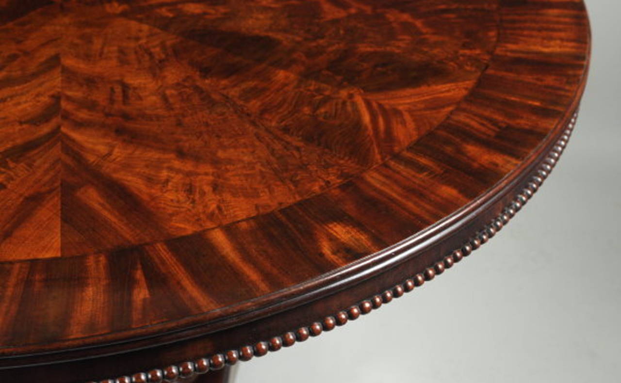 British Fine Regency Figured and Carved Mahogany Center Table For Sale